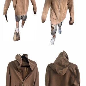 Rick Owens Taupe Zip-Up Hoodie